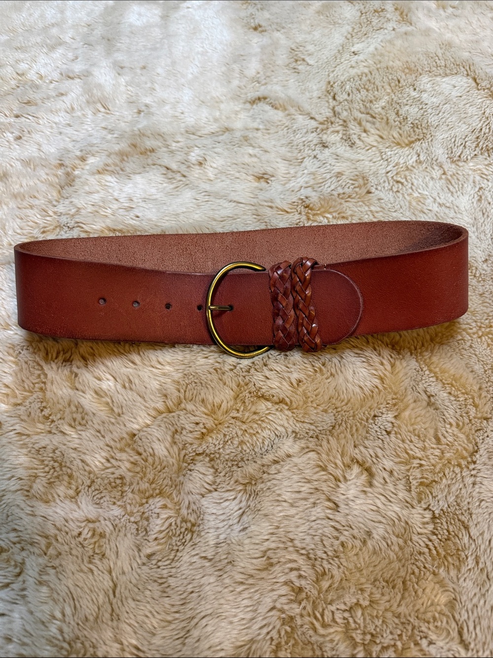 Wide Leather Waist Belt in Chestnut Brown